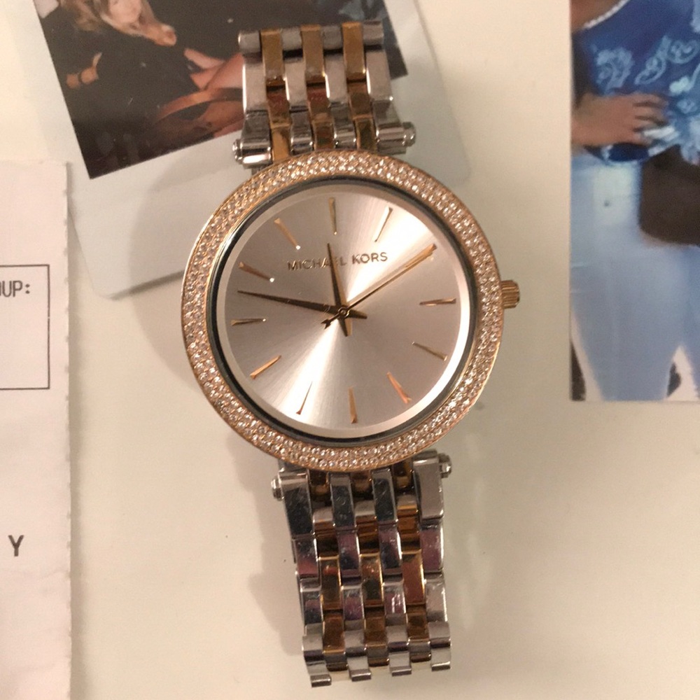 Michael Kors Gold and Solver watch.  Diamond face.